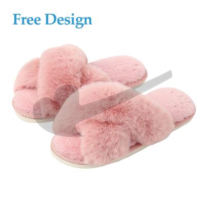 China Fashion Cotton Fur Mule Open Slippers Woman Fluffy Slippers Woman Comfortable Indoor Plush Indoor Home Slippers for sale