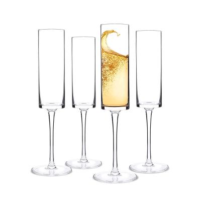 China Handblown Fluted Logo Classical Cylinder Champagne Glass Lead Free Custom Wholesale for sale