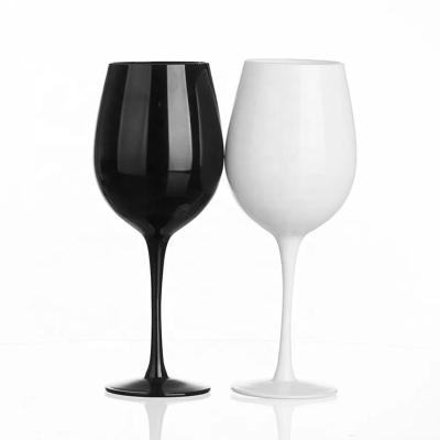 China New custom made white and black colored lead free classic/postmodern goblet red wine glass for sale