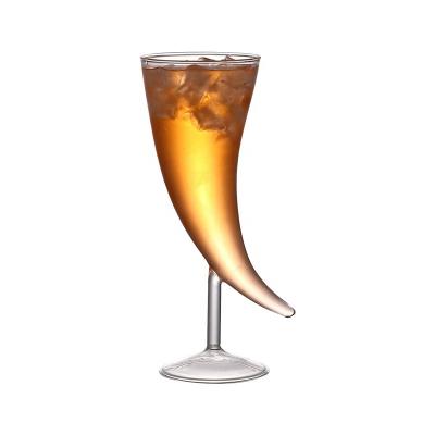 China New Wholesale Custom Classic/Postmodern Martini Ox Horn Shape Single Stem Cocktail Glass for sale