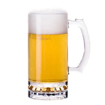 China Machine Made Pint Stocked Lead Free Logo Beer Glass With Handle Custom 16 Ounce Mug for sale