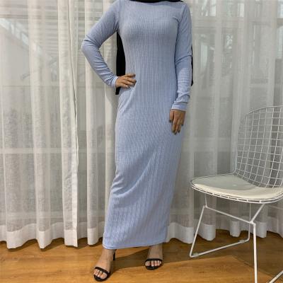 China Muslim Abaya Solid Color Low Long Sleeve Maxi Dress Arab Women Solid Dress C9094 for sale