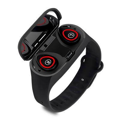 China 2021 New In-ear Point 2 in 1 Heart Rate Blood Pressure Fitness Tracker Smart Wristband with TWS Wireless Headphone for sale