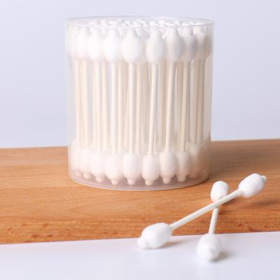 China Disposable Sterile Baby Care Paper Stick Cotton Ear Swabs With Large Cotton Embossing Tip for sale