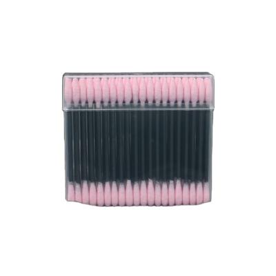 China 100pcs Disposable Black Paper Stick Pink Cotton Paper Tip Colored Cotton Swabs for sale