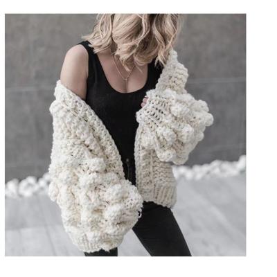 China New 2020 Autumn/Winter Anti-wrinkle Ball Lantern Sleeve Sweater Sweater Cardigan Hand Knitted Sweater For Women for sale