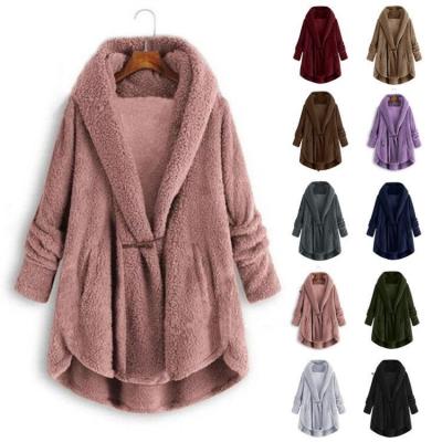 China Anti-Wrinkle Winter Lady Warm Coat Horn Button Woolen Top Color Hooded Single Breasted Blazer Coat for sale