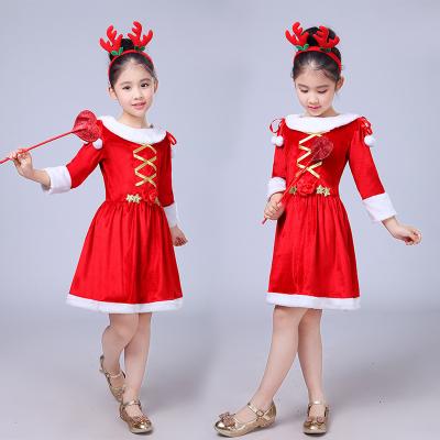 China New Anti-wrinkle Girls Christmas Dress Gauze Dress Sequined Green Small Tree Performance Dress for sale