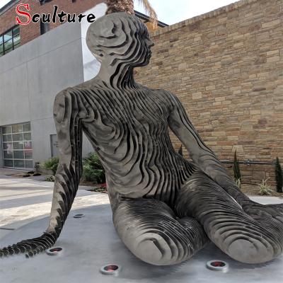 China Large Outdoor 3d Stainless Steel Wire Sculpture Of Europe Abstract for sale