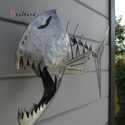 China Europe Popular Decorative Metal Large Art Deco Abstract Stainless Steel Fish Sculptures Statues for sale