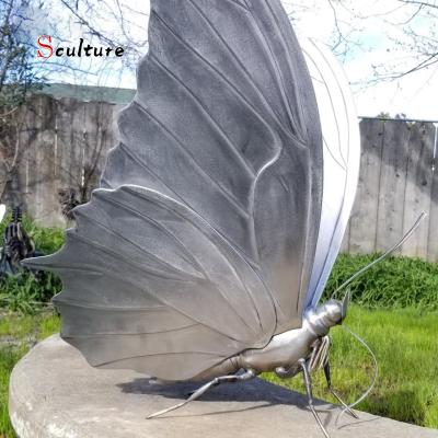 China Europe Large Outdoor Modern Metal Garden Sculpture Art Mirror Polished Butterfly Stainless Steel Abstract for sale