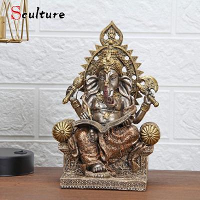 China Home God Ganesh India Ganesha Statue Decoration Elephant Statues in Antique Finish for sale