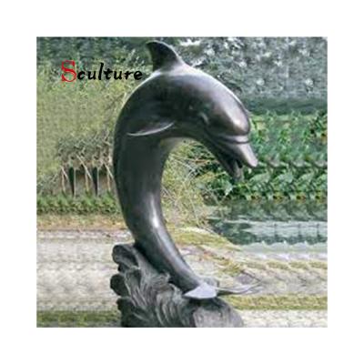 China Garden Decoration Promotional Outdoor Garden Decoration Sculpture Dolphin Bronze Animal Statue for sale