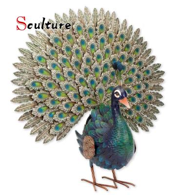 China Europe Metal Peacock Statue Outdoor Garden, Patio, Deck, Porch-yard Art Decoration for sale