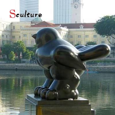 China Europe Outdoor Garden Decoration Fernando Botero Bronze Fat Bird Cast Brass Black Sculpture for sale