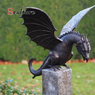 China Europe Garden Decor Bronze Dragon Fountain On Rock Sculpture for sale