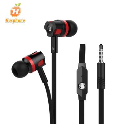 China Langstom JM26 In-Ear Flat Cable Headset Earphone Mobile Phone Cable Handsfree Headset with MIC 3.5mm Jack f for sale