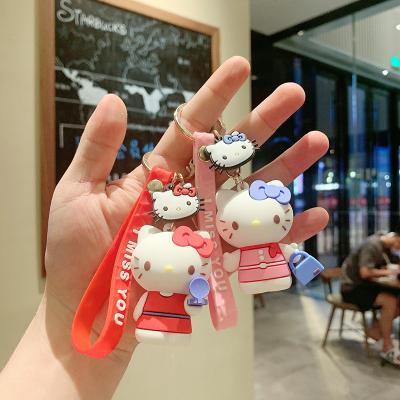 China Keychains Anti-lost Sanrioed Kawaii My Melody Cinnamoroll Kuromi kt PVC Anime Couples Key Chain Backpack Creative Rubber Keychain Pendant for sale