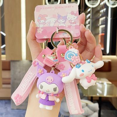 China Melody Cartoon Keychain Sanrio Rubber Soft PVC Key Chain Anime Anti-lost Keychains Kawaii Kuromi PVC Cartoon Sanrio Rubber Key Chain for sale