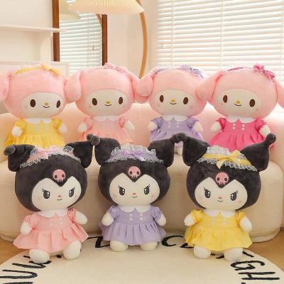 China Free Shipping Cute Fun Sanrio Cartoon Kawali Kuromi My Melody Cinnamoroll Pillow Plush Toys Soft Sound Dolls Kids Gifts for sale