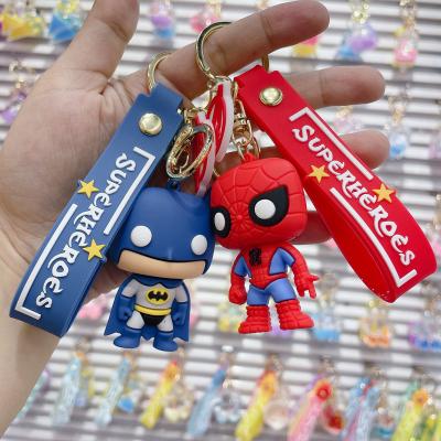 China Anti-lost/Promotional Gift/Key Chains Cartoon Superhero Spider-Man Decorative Rubber Key Chains Keychain with Wrist Strap Car Bag Key Chain Pendant Cute Accessory Gift for sale