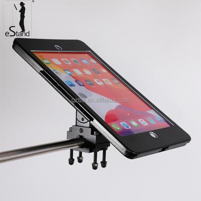 China Metal eStand BR24008R2 Pipe Post Bar Clamp For iPad Security Stand 10.2 Adjustable Tablet Holder for sale