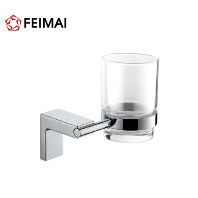 China Simple Glass Tumbler Toothbrush Holder Modern High Quality Brass Holder Tumbler Cup Toothbrush Holder for sale