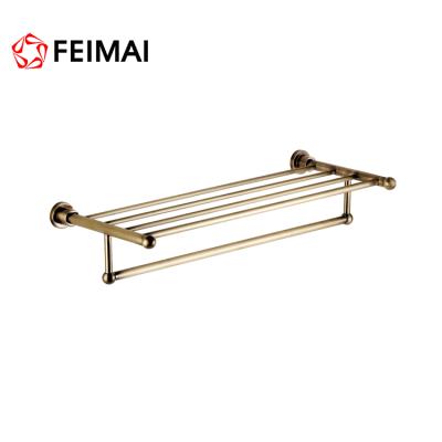 China BRIEF Antique Style Hotel Style Towel Rack Bar Bronze Plated Bar Shelves Brass for sale