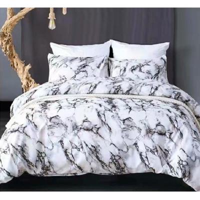 China Nondisposable Home Creative Marble Printed King Size Polyester Bedding Double Queen Set Dropshiping for sale