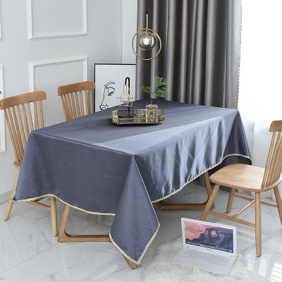 China Stretch Fabric Embroidered Table Cloth 100% Polyester Plaid Table Cloth For Rectangular Home Banquet for sale