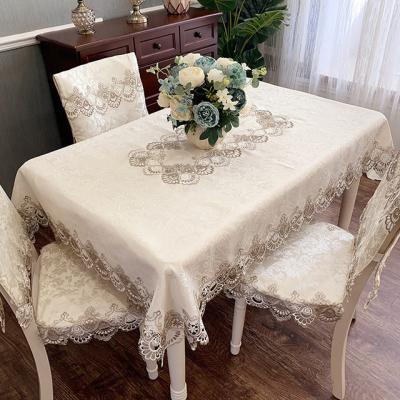 China White 100% Polyester Elegant Stretch Banquet Event Wedding Jacquard Table Cloth for sale