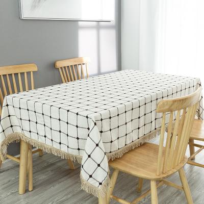 China Stretch Restaurant Home Decor Table Cloth Dye Linen Cover For Kitchen Dining Room for sale