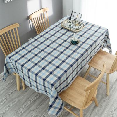 China Stretch Home Textile Dining Table Cloth Plaid Printed Embroidery Lace Table Cloth Cover for sale