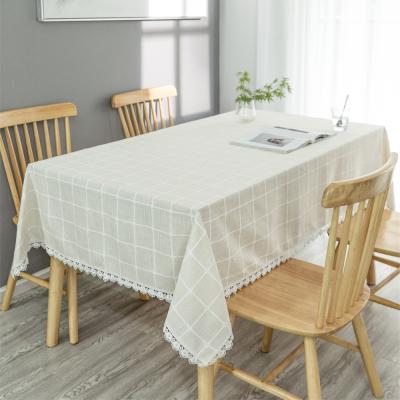 China Stretch Birthday Eco-Friendly Rectangular Canvas Embroidery Simple Dyed Tablecloths for sale