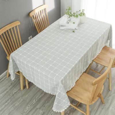 China Wholesale Stretch Fabric Embroidery Plain Dyed Ruffled Party Dinner Linen Tablecloth for sale