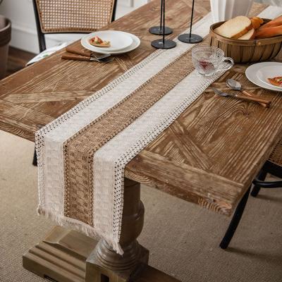 China Jacquard Macrame Table Runner Farmhouse Style Cotton Row Boho Table Runner for Rustic Bohemian Wedding Decor for sale