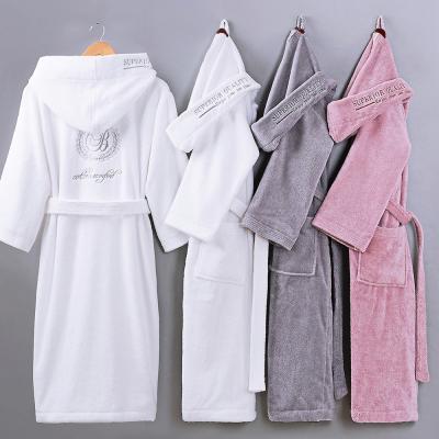 China QUICK DRY luxury 420GSM embroidered logo long-staple high-grade combed 100% cotton hotel hooded bathrobe with hood for sale