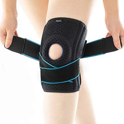 China Adjustable Strapping Sleeve Adult Compression Brace Knee Sleeve Braces with Dual Patella Gel Side Stabilizers and Pads for sale