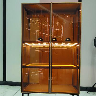 China Modern Classical European Aluminum Frame Tempered Glass Cabinet Display Cabinet LED Transparent Wine Cabinets for sale