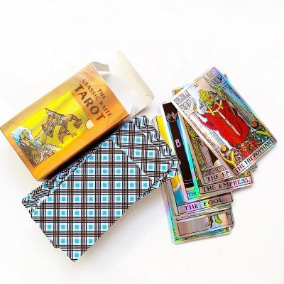 China Holographic Tarot Board Game Deck Board Game Plastic Waite Tarot Wholesale Customized Paper Cards Package for sale