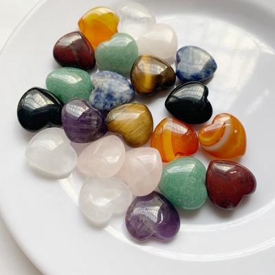 China Europe 20mm Polished Quartz Agate Chakra Crystal Stone Hearts Puffy Spiritual Healing Shaped Love Stones Mixed Color for sale