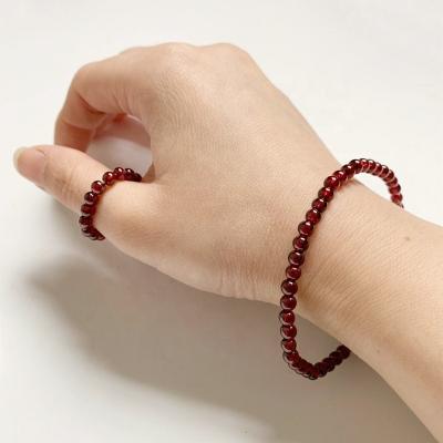 China Micro NC Crystal Love String Elastic Band Insert Wrist Jewelry Ring Stone Round Bracelet Casual/Sporty Ball Garnet Beads Stone Natural 4mm; ZHE for sale