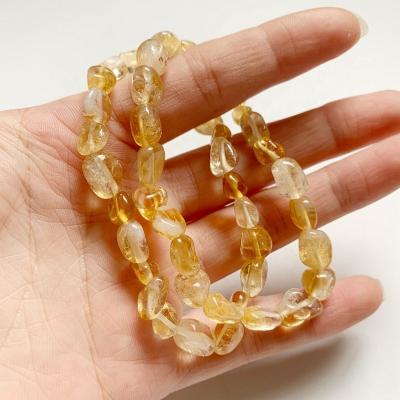 China Fashionable tumble stone beads jewelry wholesale irregular custom tumbled natural yellow stones citrine bracelet quartz crystals bracelets for sale