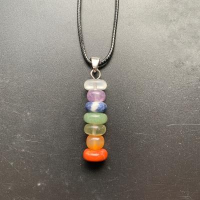 China Office / Career Polished Irregular Quartz Crystal Necklace Rope Chain Jewelry Natural 7 Chakra Tumbled Stone Beads Pendant Necklace for sale