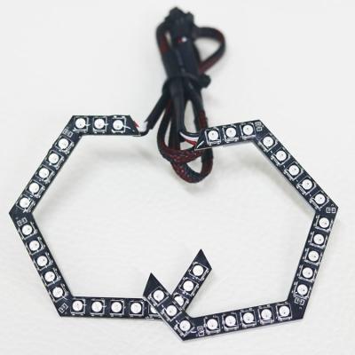 China HEX Shape RGB Decoration Customized Universal Halo Hunting Rings Led Angel Eyes for sale