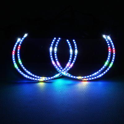 China Car LED Headklight 2008-2014 Dodge Challenger Colour-shifting Shine Led Halo Kits 4 Pcs Semicircle Halo Rings for sale