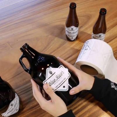 China Decorative Sticker Personalize Litables Custom Adhesive Paper Printing Bottle Packing Size Sticker Vinyl Sticky White Beer Label for sale