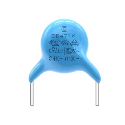 China UL Certified 250VAC Y1 Safety471K/400V Capacitor 2A-20A Rated Current -40℃~85℃ Operating Temperature Te koop