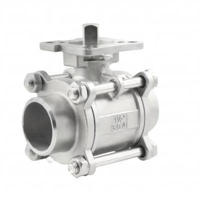 China 304 Three-piece welded high platform butt welded ball valve Stainless steel 316 welded three-piece ball valve Q61F for sale