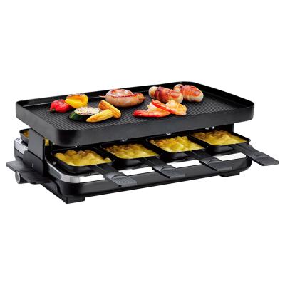 China Promotional Cooking Premium Raclette Barbecue Easy Cleaning Electric Grill For 8 Person for sale